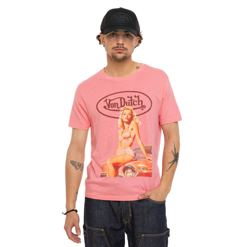 Tee Shirt Rose coupe Régular Col rond effet Flammé GIRLS | Homme - Vondutch | Von Dutch