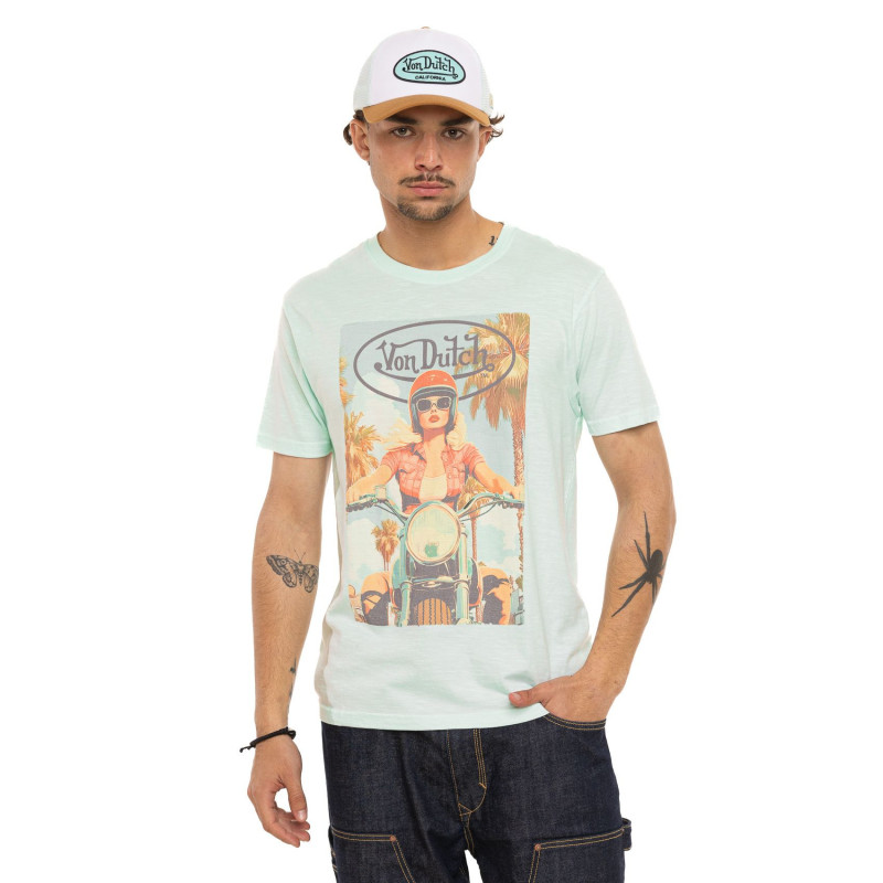 Tee Shirt Vert coupe Régular Col rond effet Flammé GIRLS | Homme - Vondutch | Von Dutch