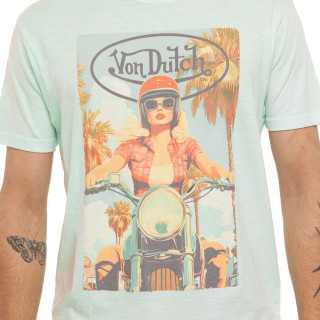 Tee Shirt Vert coupe Régular Col rond effet Flammé GIRLS | Homme - Vondutch | Von Dutch