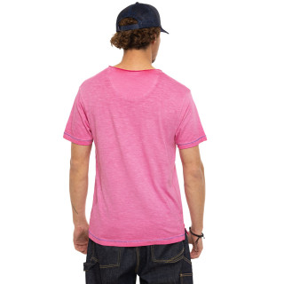 Tee Shirt Rose coupe Régular Col V effet Flammé HUNT | Homme - Vondutch | Von Dutch