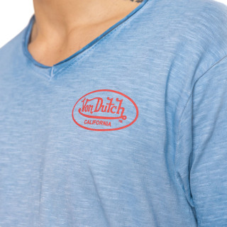Tee Shirt Bleu coupe Régular Col V effet Flammé PISTON | Homme - Vondutch | Von Dutch