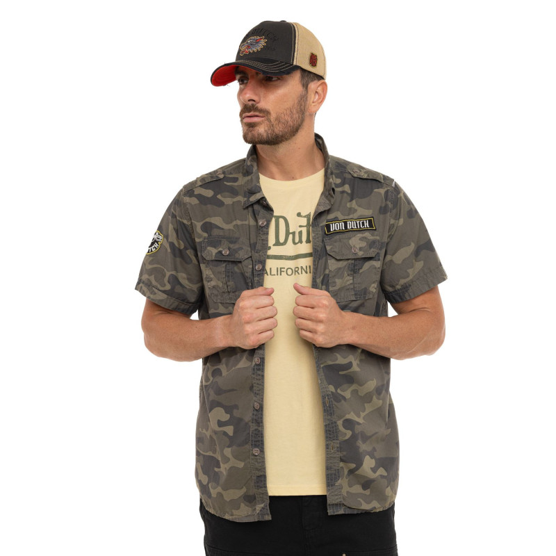 Chemise Camouflage coupe Régular Manches courtes Kaki DEREK | homme - Vondutch | Von Dutch