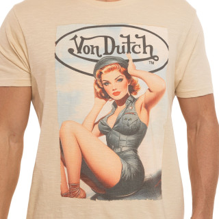 Tee Shirt Blanc coupe Régular Col rond effet Flammé GIRLS | Homme - Vondutch | Von Dutch