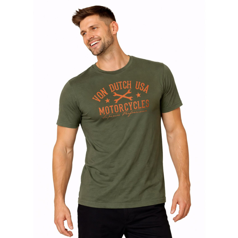 Tee Shirt Kaki coupe Régular Col rond LOG | Homme - Vondutch | Von Dutch