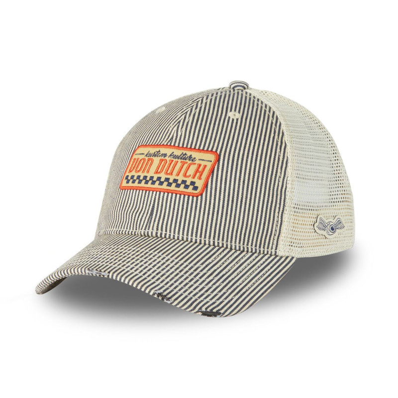 Casquette Vondutch Bleue Trucker Snapback en Denim effet Usé MAC | Von Dutch