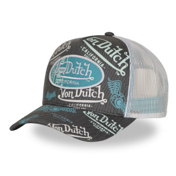 Casquette Vondutch Grise Trucker Snapback en Denim CAFE