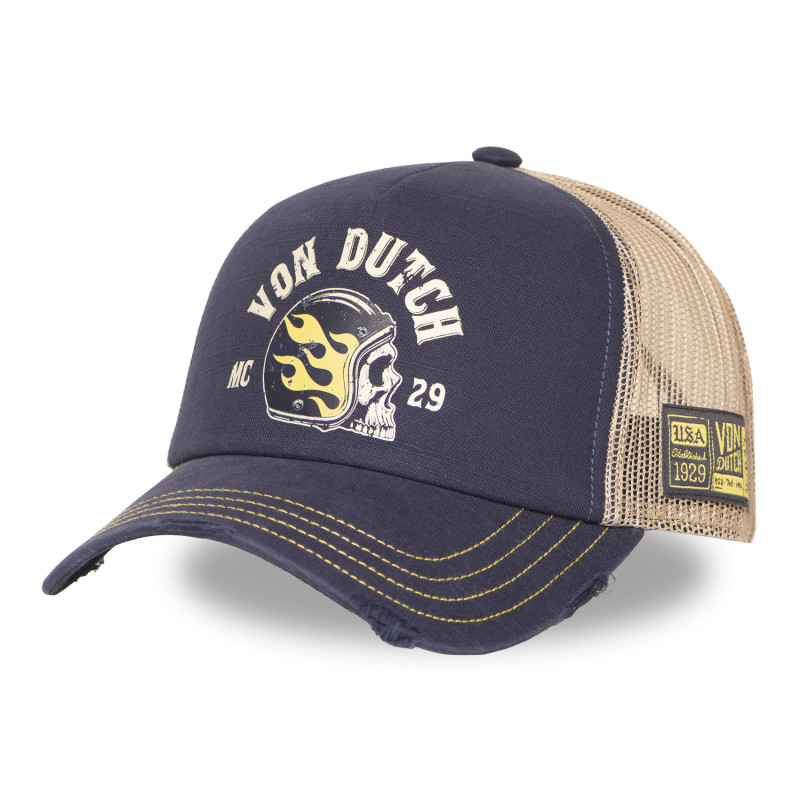 Casquette Vondutch Bleue Trucker Snapback effet Usé CREW | Von Dutch