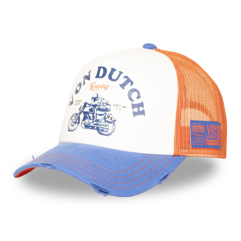Casquette Vondutch Blanche Trucker Snapback effet Usé CREW | Von Dutch