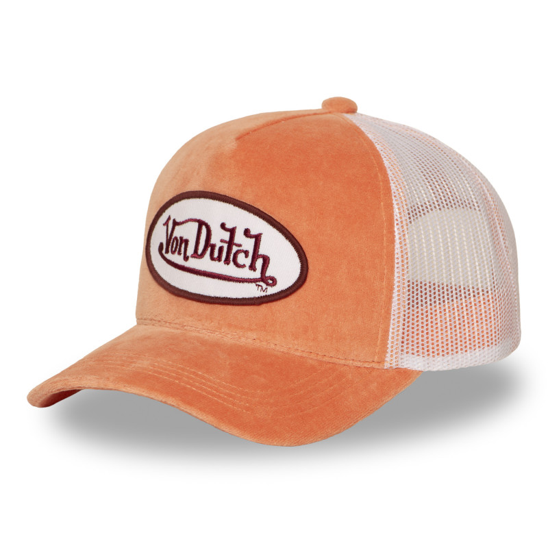 Casquette Orange Trucker Snapback en Velours KYLIE | Vondutch | Von Dutch