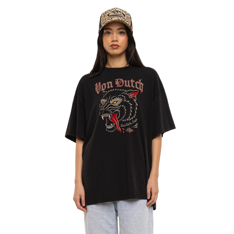 Tee Shirt Noir coupe Relaxed fit Col rond WOLF | Femme - Vondutch | Von Dutch