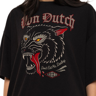 Tee Shirt Noir coupe Relaxed fit Col rond WOLF | Femme - Vondutch | Von Dutch