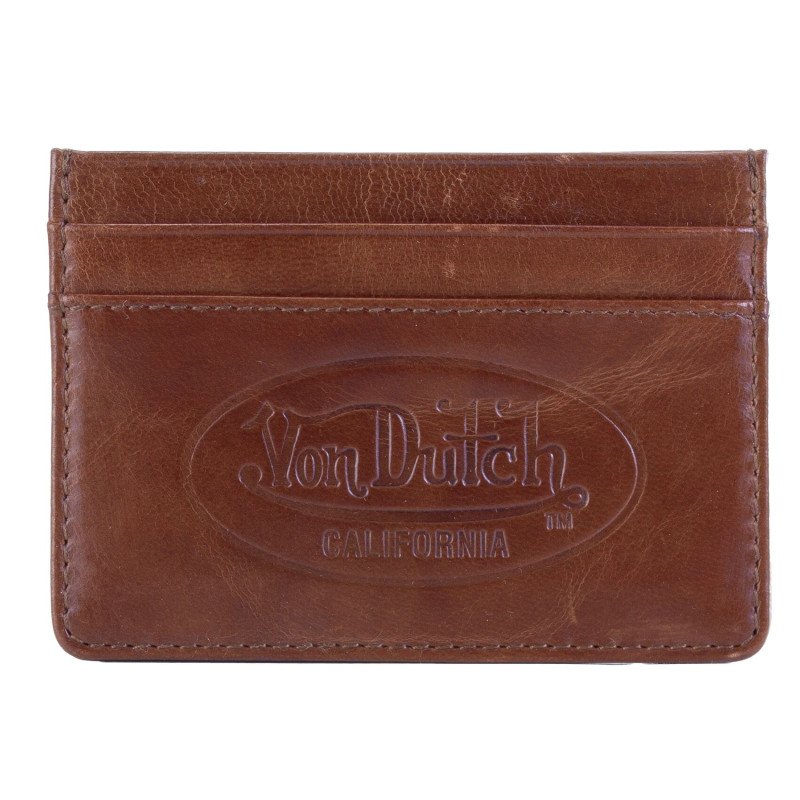 Portecarte en cuir véritable Marron 7x10cm | Von Dutch | Von Dutch