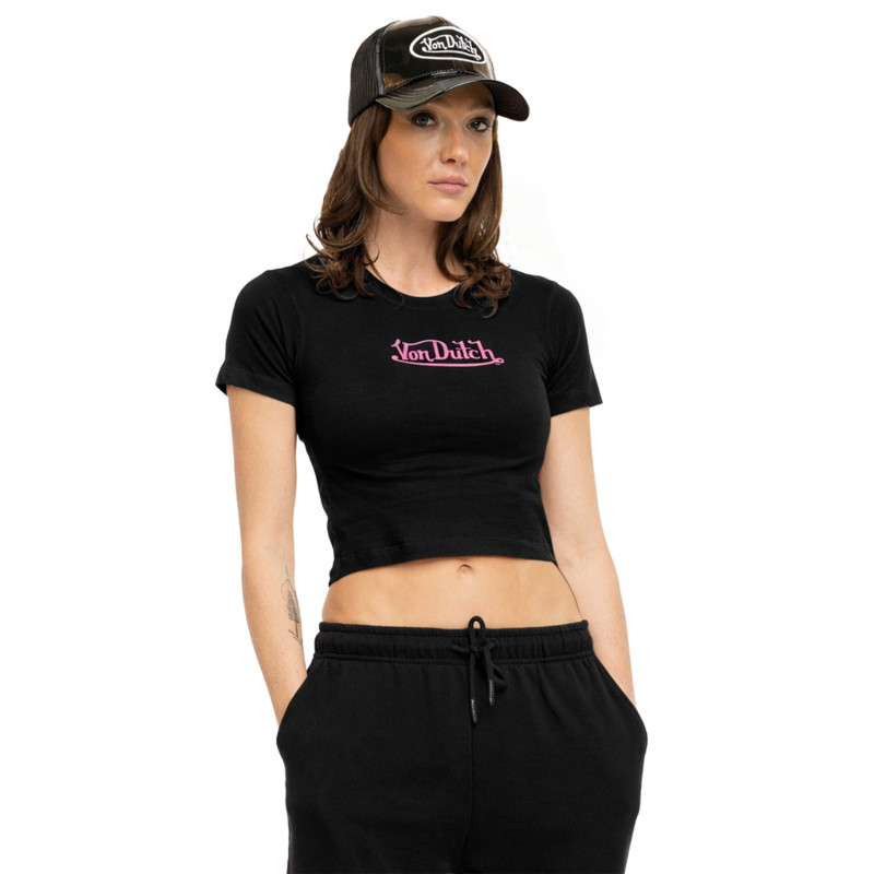 Tee shirt crop top Noir coupe Régular RUD | Femme - Vondutch | Von Dutch