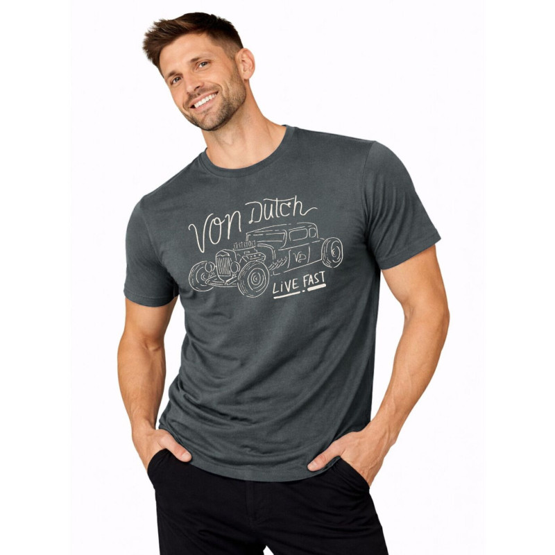 Tee Shirt Gris coupe Régular Col rond LOG Homme | Vondutch | Von Dutch