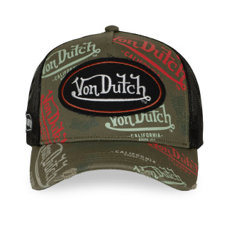 Casquette trucker effet usé avec patch et print Café | VonDutch | Von Dutch