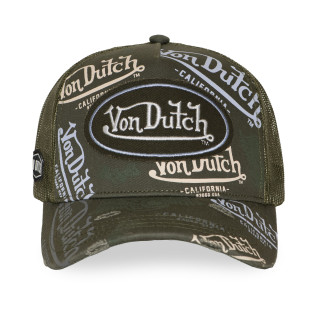 Casquette trucker effet usé avec patch et print Café Olive | VonDutch | Von Dutch