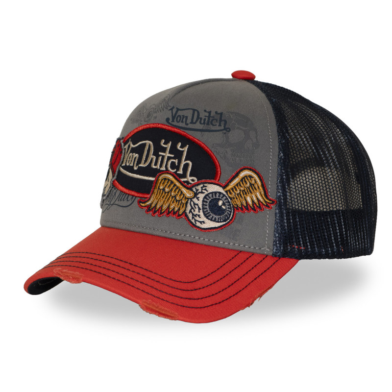 Casquette trucker filet effet usé avec patch et print | VonDutch | Von Dutch