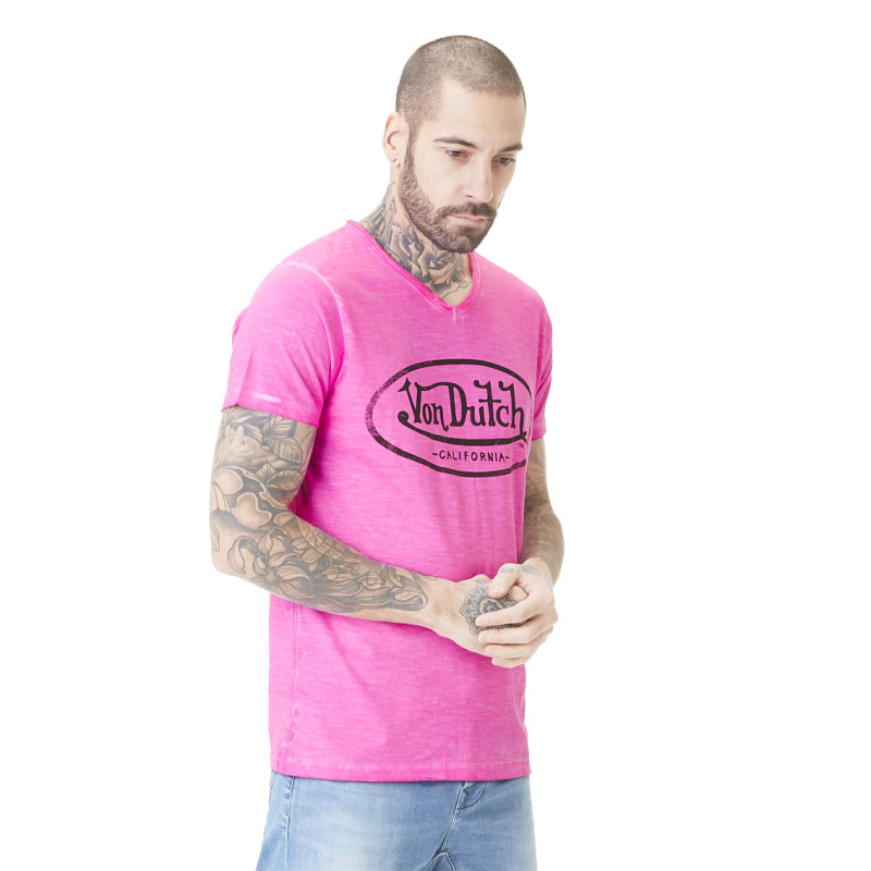 T-shirt homme col V Neon Pink | Homme - Vondutch | Von Dutch