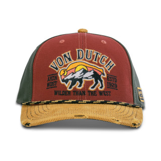 Casquette Vondutch Rouge Baseball Snapback en Velours côtelé effet Bambou, Usé S-CURVED | Vondutch | Von Dutch