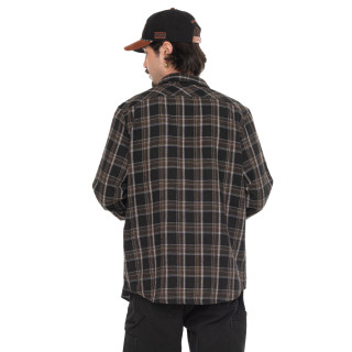 Chemise en Flanelle à carreaux coupe Régular Manches longues Noire JACK | Vondutch | Von Dutch