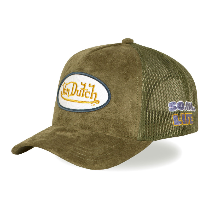 Casquette Vondutch Kaki Trucker Snapback en Suedine FUR | Vondutch | Von Dutch