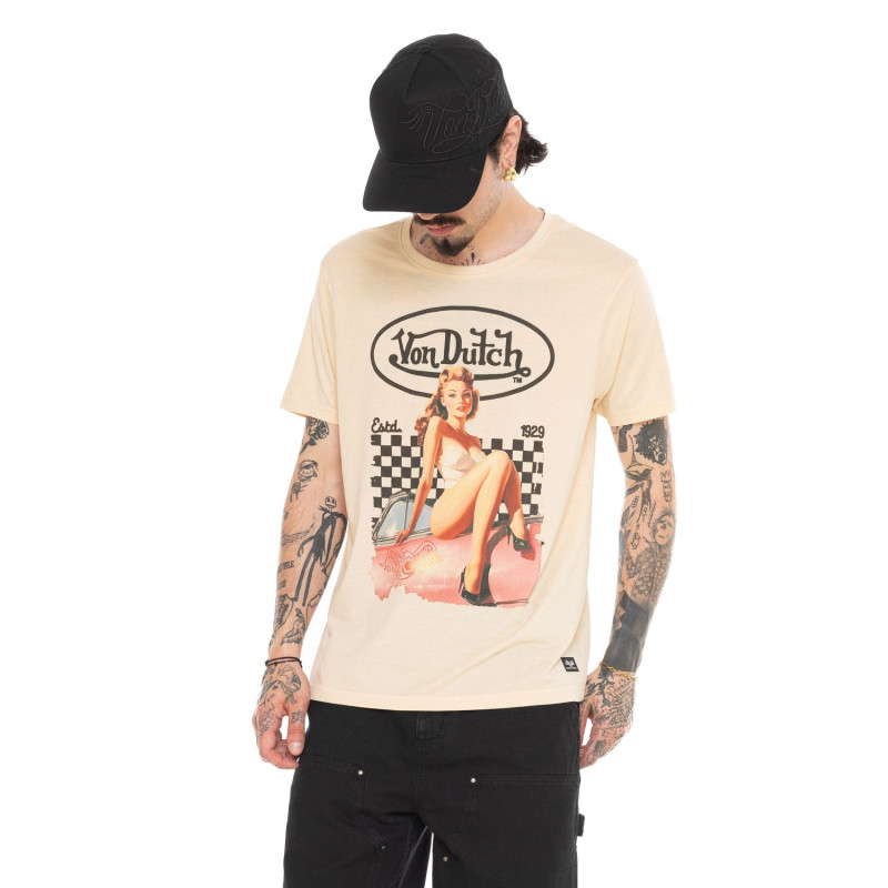 Tee Shirt Beige coupe Régular Col rond CHARM | Homme - Vondutch | Von Dutch