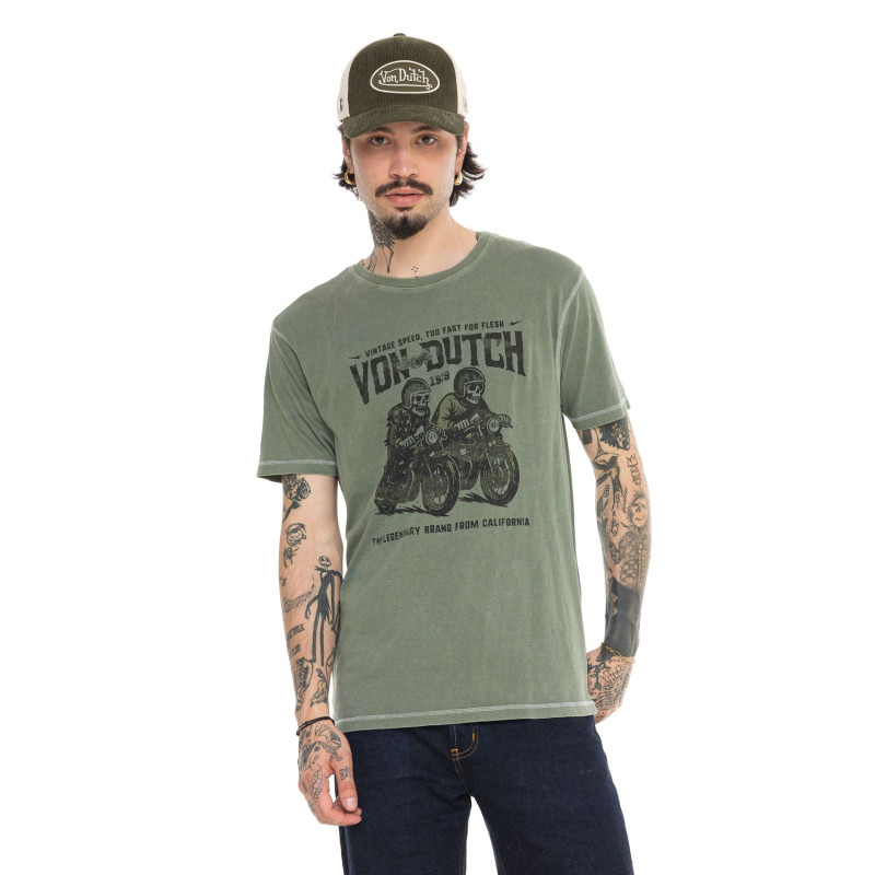 Tee Shirt Kaki coupe Régular Col rond FLESH | Homme - Vondutch | Von Dutch