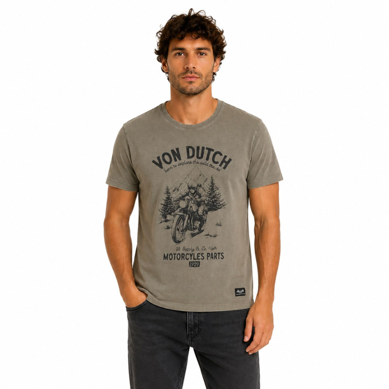Tee Shirt Vert coupe Régular Col rond effet Délavé FOREST | Homme - Vondutch | Von Dutch