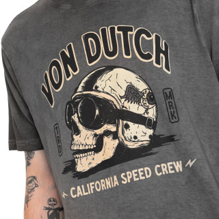 Tee Shirt Noir coupe Régular Col rond effet Délavé, Flammé GARY | Homme - Vondutch | Von Dutch