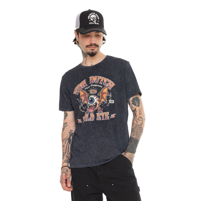 Tee Shirt Gris coupe Régular Col rond effet Délavé LEO | Homme - Vondutch | Von Dutch