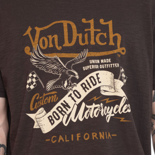 Tee Shirt Marron coupe Régular Col rond effet Délavé, Flammé PEDRO | Homme - Vondutch | Von Dutch