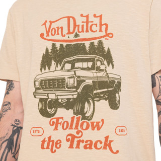 Tee Shirt Beige coupe Régular Col rond effet Délavé, Flammé TRACK | Homme - Vondutch | Von Dutch