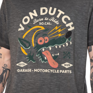 Tee Shirt Gris coupe Régular Col V effet Flammé WOLF | Homme - Vondutch | Von Dutch