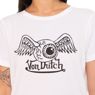 Tee Shirt Blanc coupe Régular Col rond RETRO | Femme - Vondutch | Von Dutch