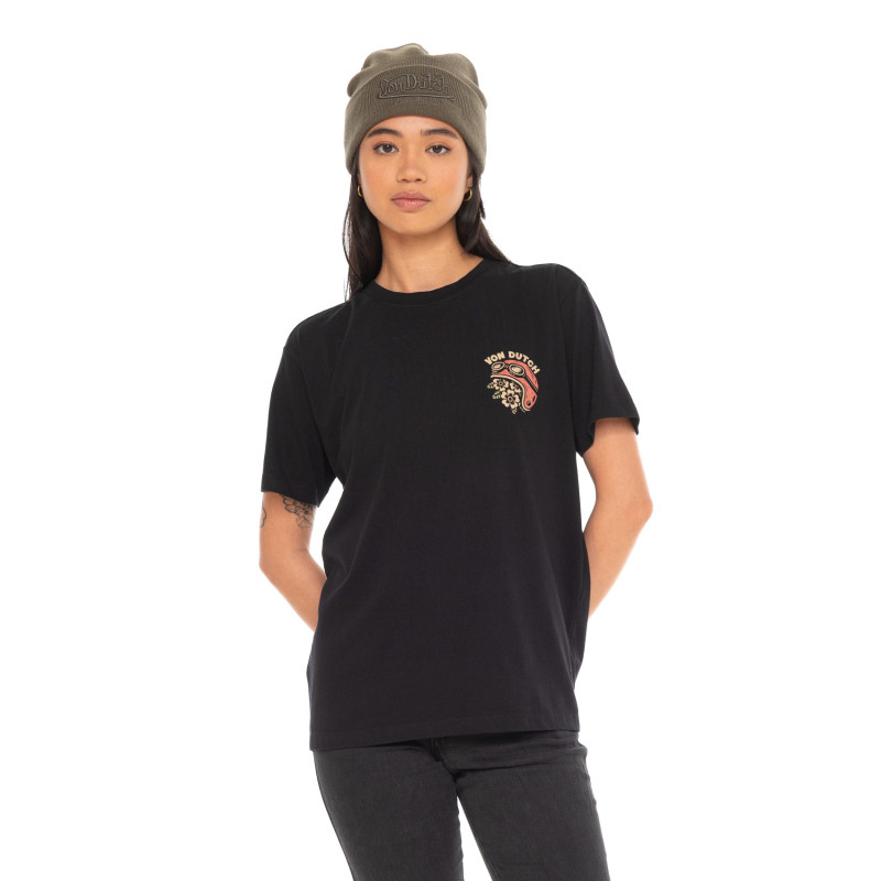 Tee Shirt Noir coupe Régular Col rond SMOKE | Femme - Vondutch | Von Dutch