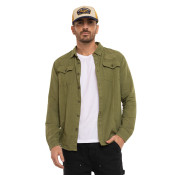 Chemise en Lin coupe Régular Manches longues Kaki LINO | homme - Vondutch | Von Dutch
