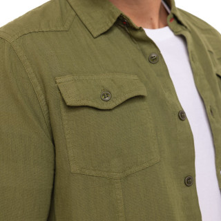 Chemise en Lin coupe Régular Manches longues Kaki LINO | homme - Vondutch | Von Dutch