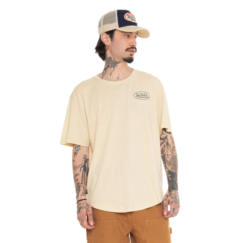 Tee Shirt Beige coupe Oversize Col rond effet Flammé OIL | Homme - Vondutch | Von Dutch