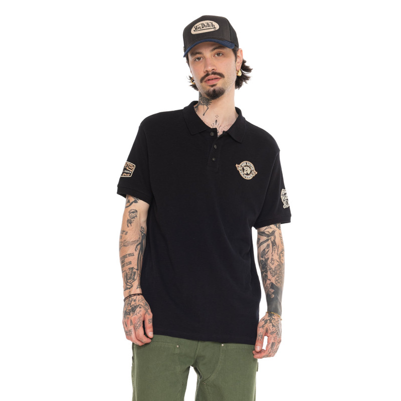 Polo Noir coupe Régular Col boutonné RAPH | homme - Vondutch | Von Dutch