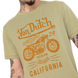 Tee Shirt Vert coupe Régular Col rond effet Flammé ZANE | Homme - Vondutch | Von Dutch