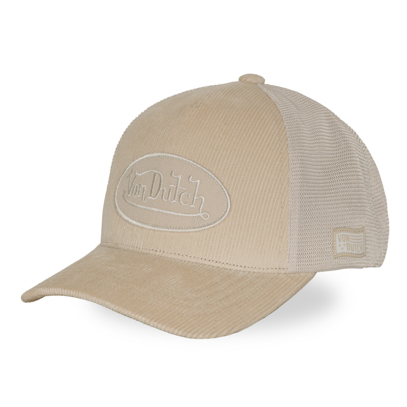 Casquette Vondutch Beige Trucker Strapback / Boucle en Velours côtelé LOFB | VonDutch | Von Dutch