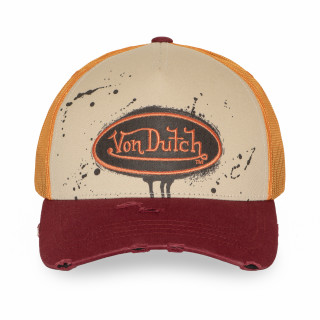 Casquette Vondutch Orange Trucker Snapback effet Dripping, Usé TAG | VonDutch | Von Dutch