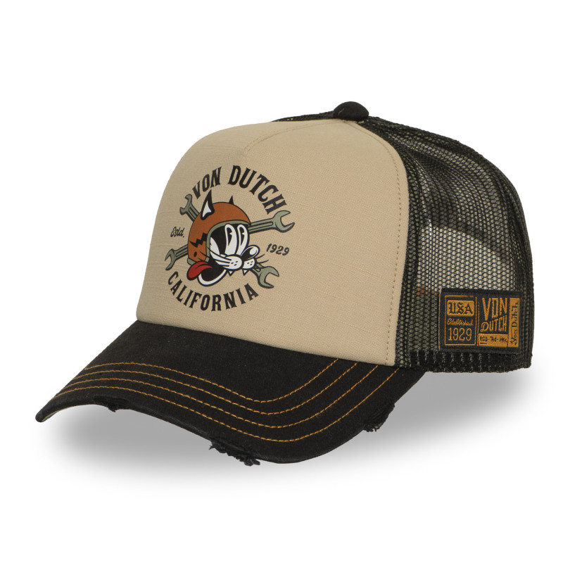 Casquette Vondutch Beige Trucker Snapback effet Usé CREW | VonDutch | Von Dutch