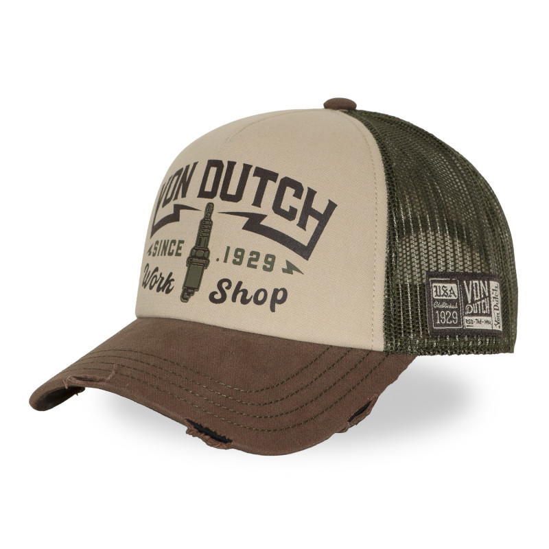 Casquette trucker filet effet usé avec print CREW | VonDutch | Von Dutch