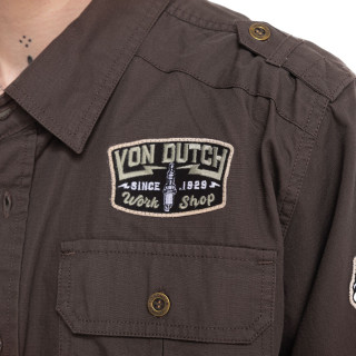 Chemise en Coton coupe Régular Manches longues Marron STOP | homme - Vondutch