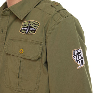 Chemise en Coton coupe Régular Manches longues Kaki STOP | homme - Vondutch | Von Dutch
