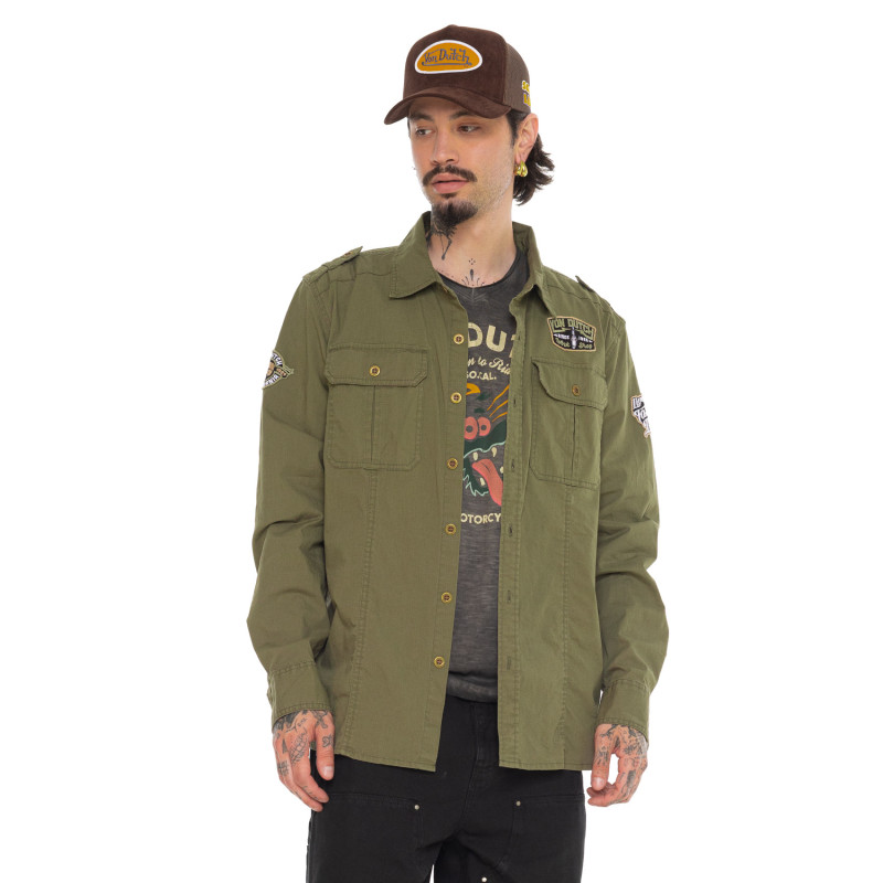 Chemise en Coton coupe Régular Manches longues Kaki STOP | homme - Vondutch