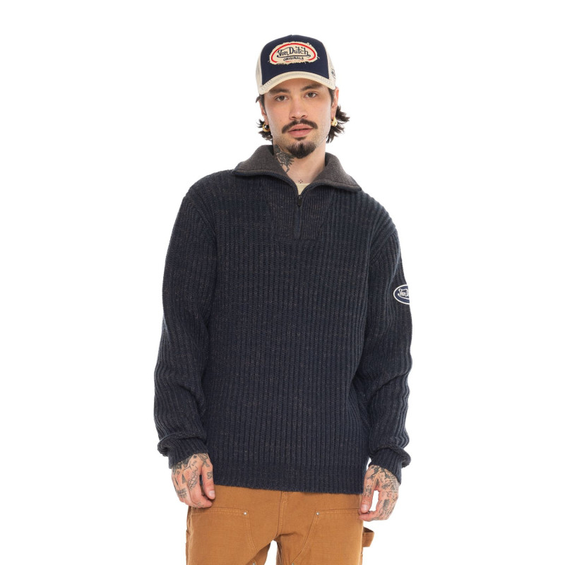 Pull col camionneur côtes anglaises avec écusson Marlon | Homme - VonDutch