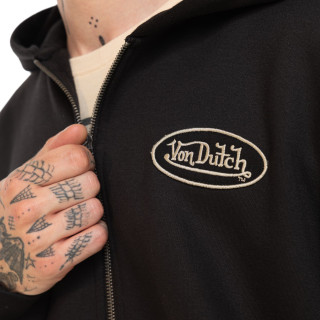 Sweat à capuche Zippé Noir Molletoné IZAN | Homme - Vondutch | Von Dutch