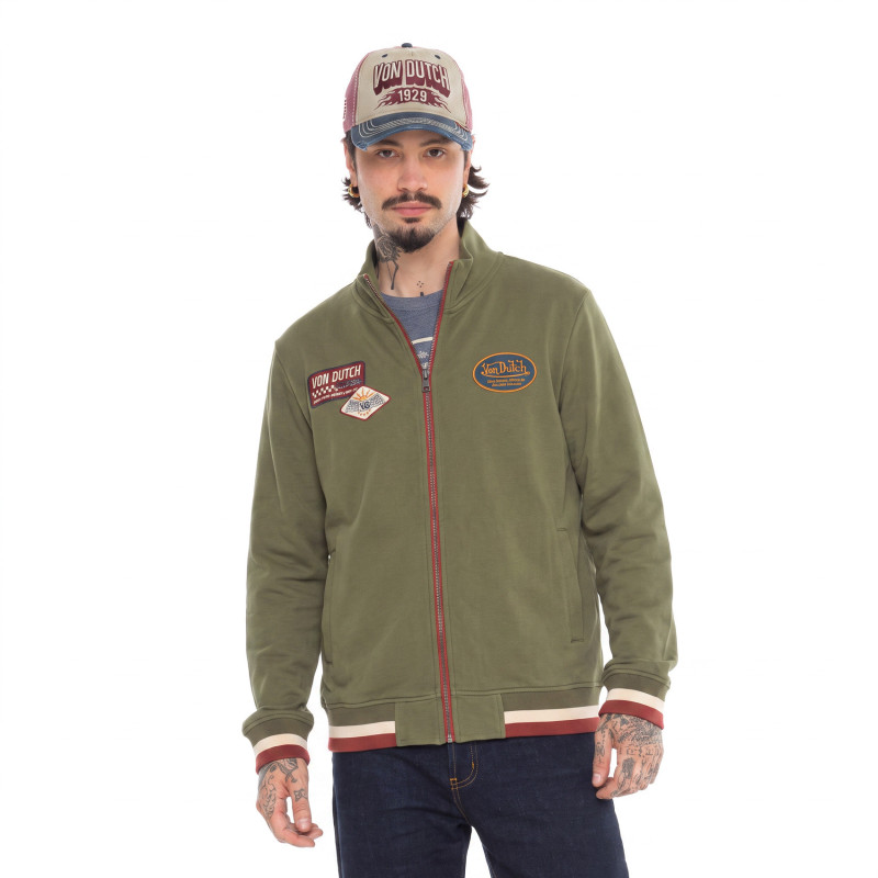 Sweat Sans capuche Zippé Kaki Molletoné WYATT | Homme - Vondutch | Von Dutch